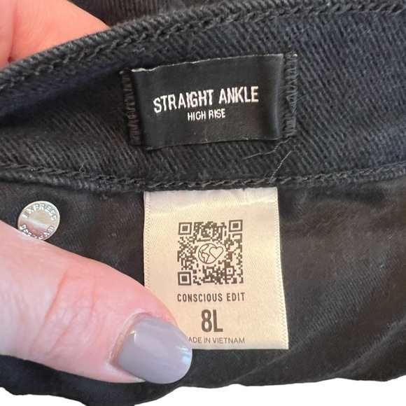 Express - High Waisted Black Straight Ankle Jeans Sz 8 L - Picture 8 of 11